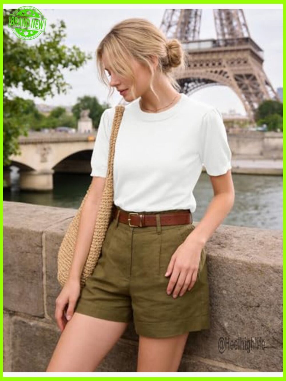 Cropped Wool Blend Sweater Puff Sleeve Crew Neck Pullover Lightweight Top - Picture 5 of 7